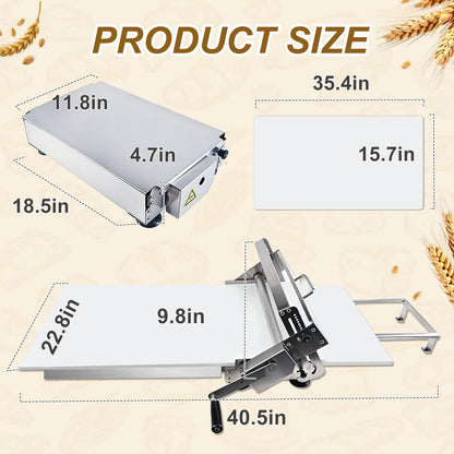 Folding Dough Sheeter Machine, Manual Stainless Steel Dough Roller Machine, 40.5"X22.8" New Pastry Roller for Commercial Home Bakery, Puff Pastry & Pizza