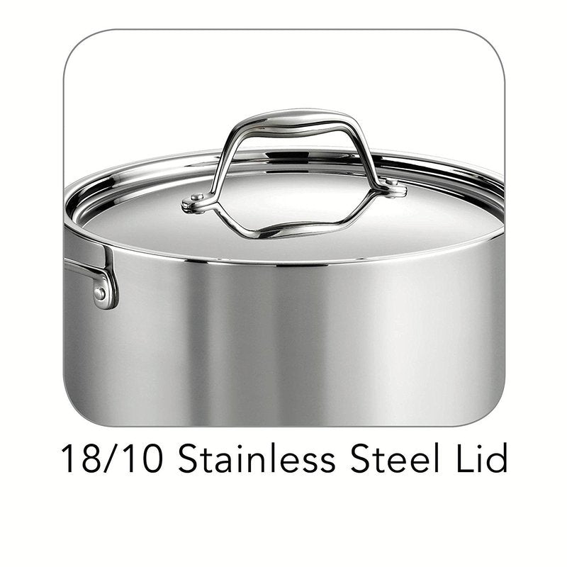 Tramontina Signature Tri-Ply Clad Stainless Steel 6-Quart Sauce Pot with Lid, Induction-Ready Pot, Dishwasher-Safe, NSF-Certified, Made in Brazil
