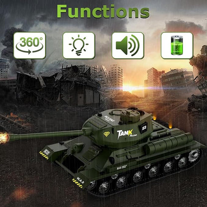 ele ELEOPTION Remote Control RC Tank with Rotating Turret and Sound Tank Toy Gift for Kids Boys Girls 3-8 Years Army Tanks Military Vehicles Toys