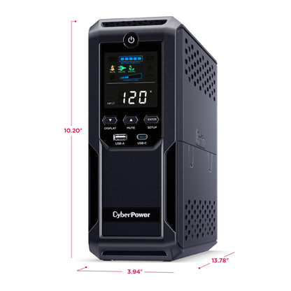 CyberPower CP1500AVRLCD3 Intelligent LCD UPS Battery Backup and Surge Protector, 1500VA/900W, 12 Outlets, 2 USB Ports, AVR, Mini Tower, UL Certified