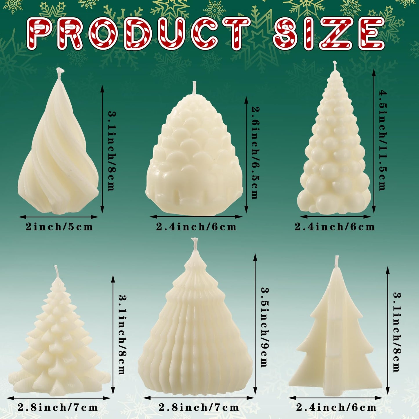 MTLEE 6 Pieces Christmas Soy Candles Scented Candles Winter Christmas Tree Cone Candles Home Decor Pinecone Candle Handmade Wax Candle for Bedroom Bathroom Party (White)