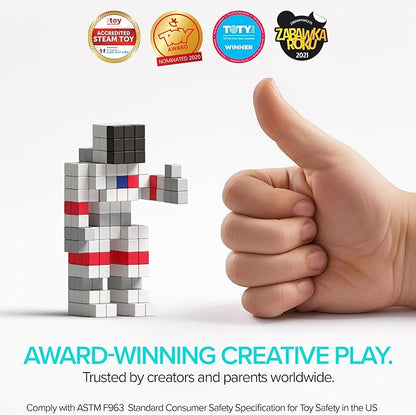 PIXIO Mini Magnetic Blocks Building Toy in The Pixel Art Style with Free App - 5/16 Plastic Cubes with Magnets Inside - Open Ended Toy - Creativity Toy for Ages 6+ PIXOPLASMA - 60pcs