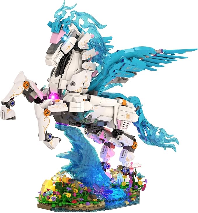 Flying Horse Building Set with LED Light Greek Mythology Pegasus Collection 3D DIY Model Kits Toy Building Blocks Set for Adults Creative Gifts for Birthday and Festival