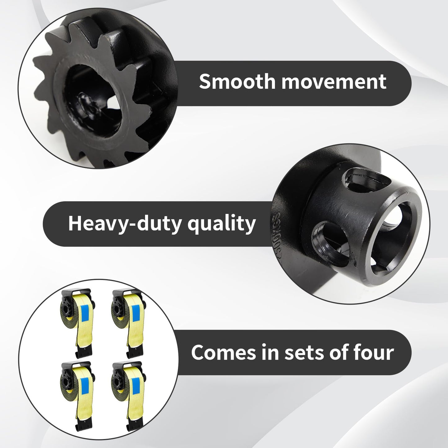 Moxweyeni 8 Pack Flatbed Winch Kit for Trucks and Trailers Include 4 Trailer Winch, Standard Sliding C Track and 4 Pack 4" X30' Truck Straps with Flat Hook Tie Downs Flatbed Equipment Accessories