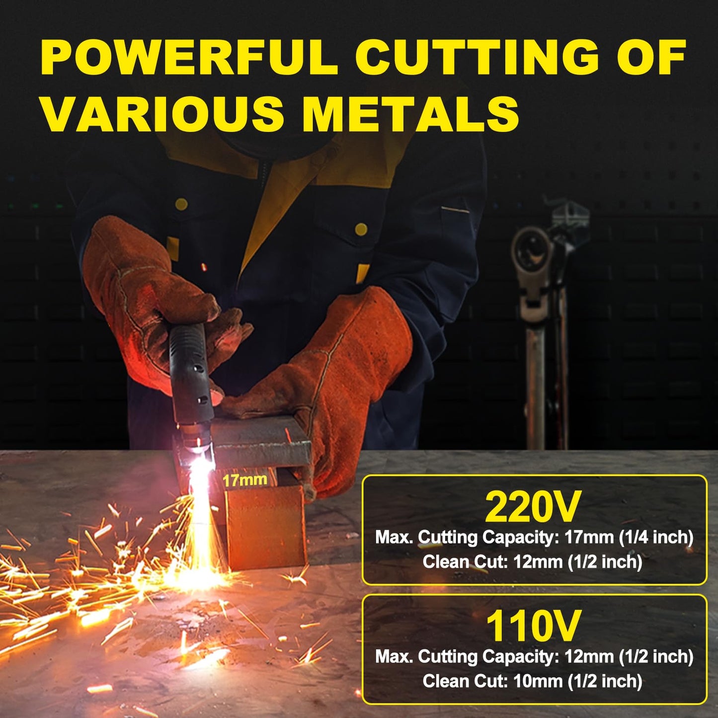 60A Plasma Cutter,110V/220V Dual Voltage High Frequency Contact Arc Cutting Machine,50-60PSI,LED Display,Portable Industrial Metal Cutter for Steel Aluminum Copper DIY & Fabrication