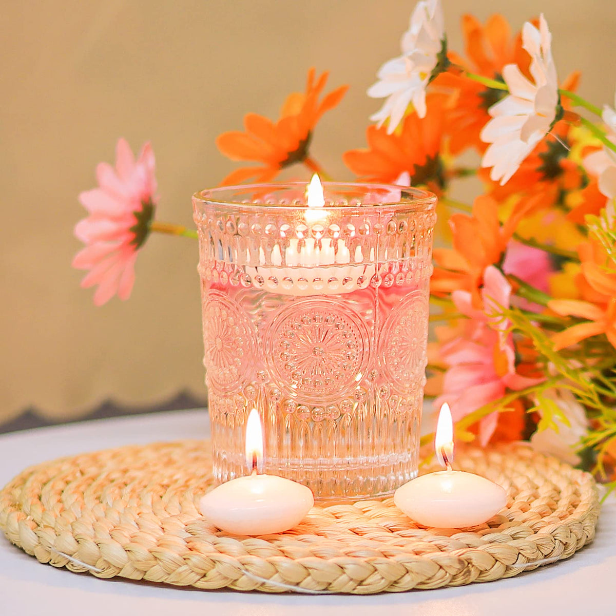 Floating Candles Centerpieces - 40 Pack 1.5 Inch Floating Candles for Centerpieces, Nice for Halloween, Christmas, Thanksgiving, New Year & More - Good for Home Decor & Centerpieces (White)