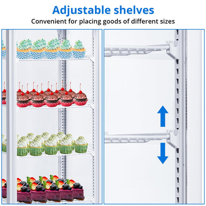 SierraSquad 10.9 Cu.ft Commercial Display Refrigerator Case, Refrigerator Pastry Display Case with Adjustable Shelves, LED Lighting & Auto Defrost, Double-Layered Glass, for Bakery, Cafe, Restaurant