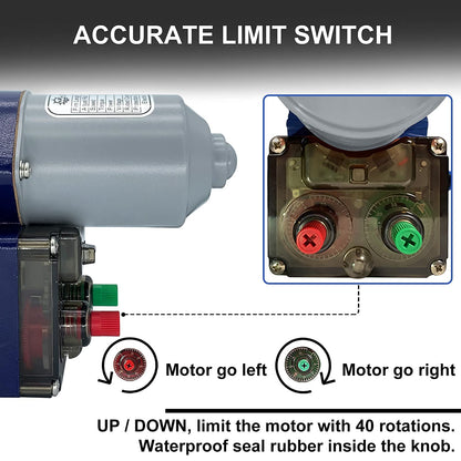 UYGALAXY Greenhouse Film Roll Up Motors with Limit Switch and Creeper (2 Packs) + Transformer Controller Electric Box (AC110V to DC24V) for Poultry,Nursery Ventilation kit, Automatic Venting
