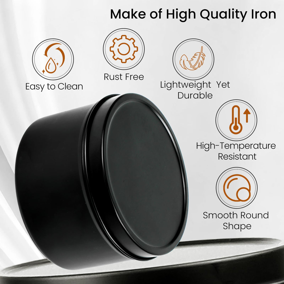 CONNOO 48 Pack Candle Tins - 24pcs 8oz + 24pcs 4oz Matte Black Jars with Lids for Making Candles, Bulk Empty Containers with Sticky Warning Labels for Candle Making, Storage, and Gift