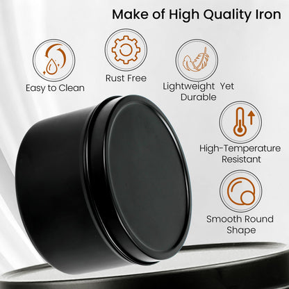 CONNOO 48 Pack Candle Tins - 24pcs 8oz + 24pcs 4oz Matte Black Jars with Lids for Making Candles, Bulk Empty Containers with Sticky Warning Labels for Candle Making, Storage, and Gift
