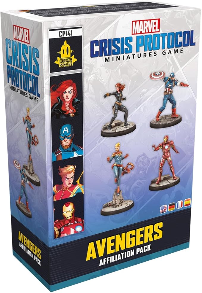 Marvel: Crisis Protocol Avengers AFFILIATION PACK - Earth's Mightiest Heroes in One Box! Tabletop Superhero Game Ages 14+ 2 Players 90 Minute Playtime Made by Atomic Mass Games