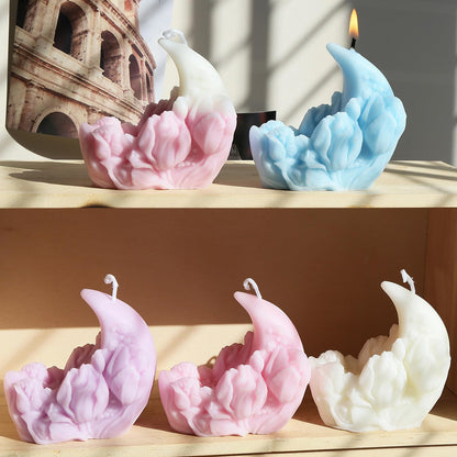 Wehous Moon Flower Candle Soap Mold, 3D Elegant Moon Tulip Silicone Molds for Epoxy Resin Concrete, Unique Floral Cake Chocolate Candle Soap Wax Clay Art Craft Mould DIY Wedding Party Decor