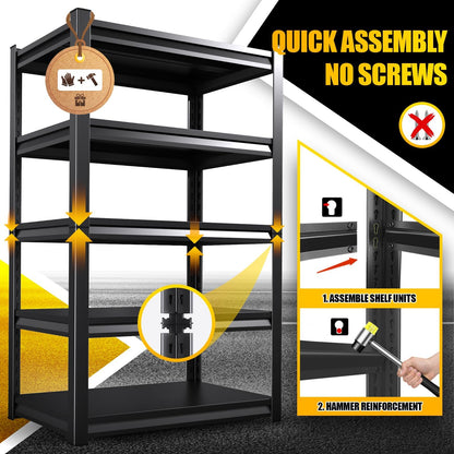 PKDYEZ Garage Shelving Heavy Duty,3000LBS Storage Shelves,Industrial Shelving 5-Tier Adjustable,Garage Storage Shelves,Easy Assembly Storage Shelf for Warehouse,Basement,Office[78" H*46" W*20"]
