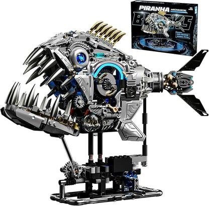Mechanical Piranha Building Block Kit Hand-Crank Gear Multi-Joint Motion Toy for Boys Girls and Hobbyists Ideal for STEM Classrooms or Gift Giving