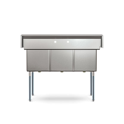 KoolMore 51 in. Three Compartment 18-Gauge Stainless-Steel NSF Commercial Kitchen Sink, Bowl Size 15x15x14, with Three Basins and Pre-Drilled Faucet Holes for Restaurants and Cafes (KM-SC151514-N3)