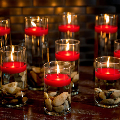 Red Floating Candles 3 inch 12 Pack - Floating Candles for centerpieces - Wedding Decor - Burning Time 8-10 Hours