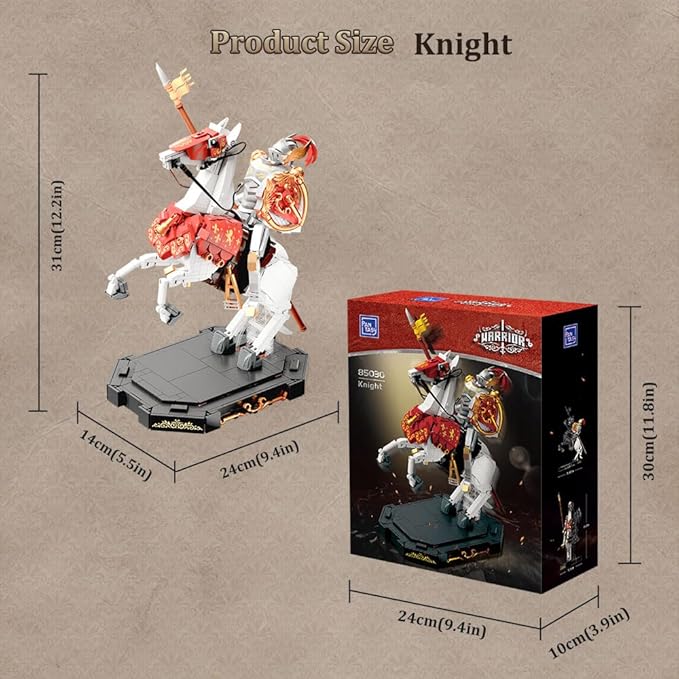 PANTASY Knight Construction Set 31 cm Medieval Collector's Model with Armored Battle Cross and Movable Joints Collector's Set for Adults