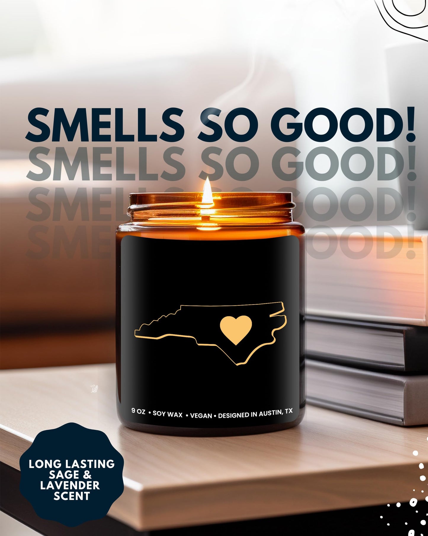 North Carolina Candle, Unique North Carolina Themed Gifts for Men and Women, Best NC State Gifts for Moving Away, Thoughtful Home Sick Presents, Ideal for Birthday, Christmas, Graduation, Gift Ready