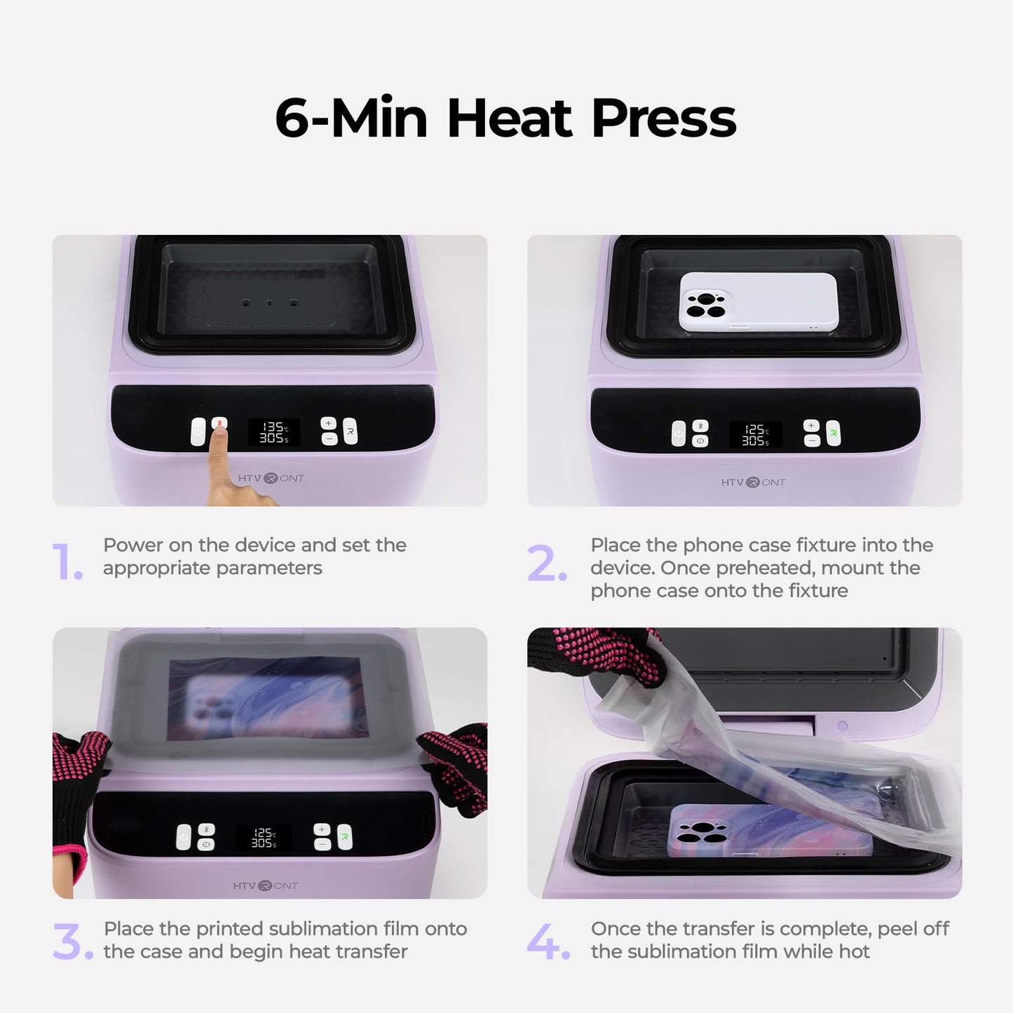 HTVRONT Phone Case Heat Press Bundle - Compatible with iPhone & Android Phone Case Sublimation Machine + HTVRONT Auto Heat Press 2