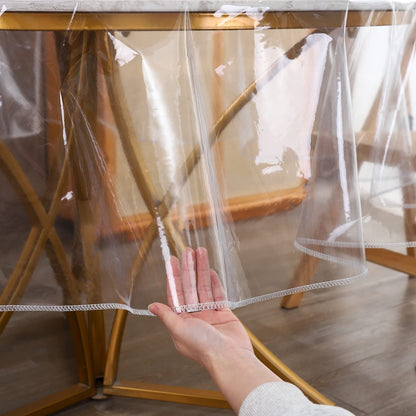 Clear Round Plastic Tablecloth Protector Waterproof Oil-Proof PVC Table Cloth Stain-Resistant Wipeable Table Cover for Round Table