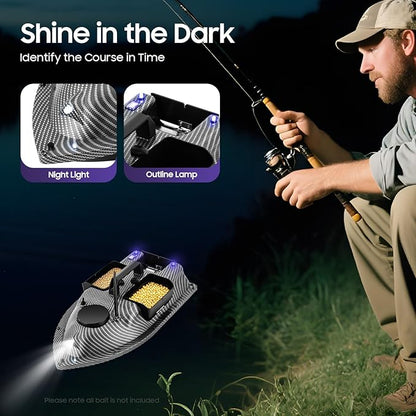 Bait Boat RC Fishing Bait Boat with GPS Positioning Auto-Return System with 16 Positioning Points 600M Range 4.4LBS Loading Capacity Dual 5200mAh Batteries and Carrying Bag for Fishing
