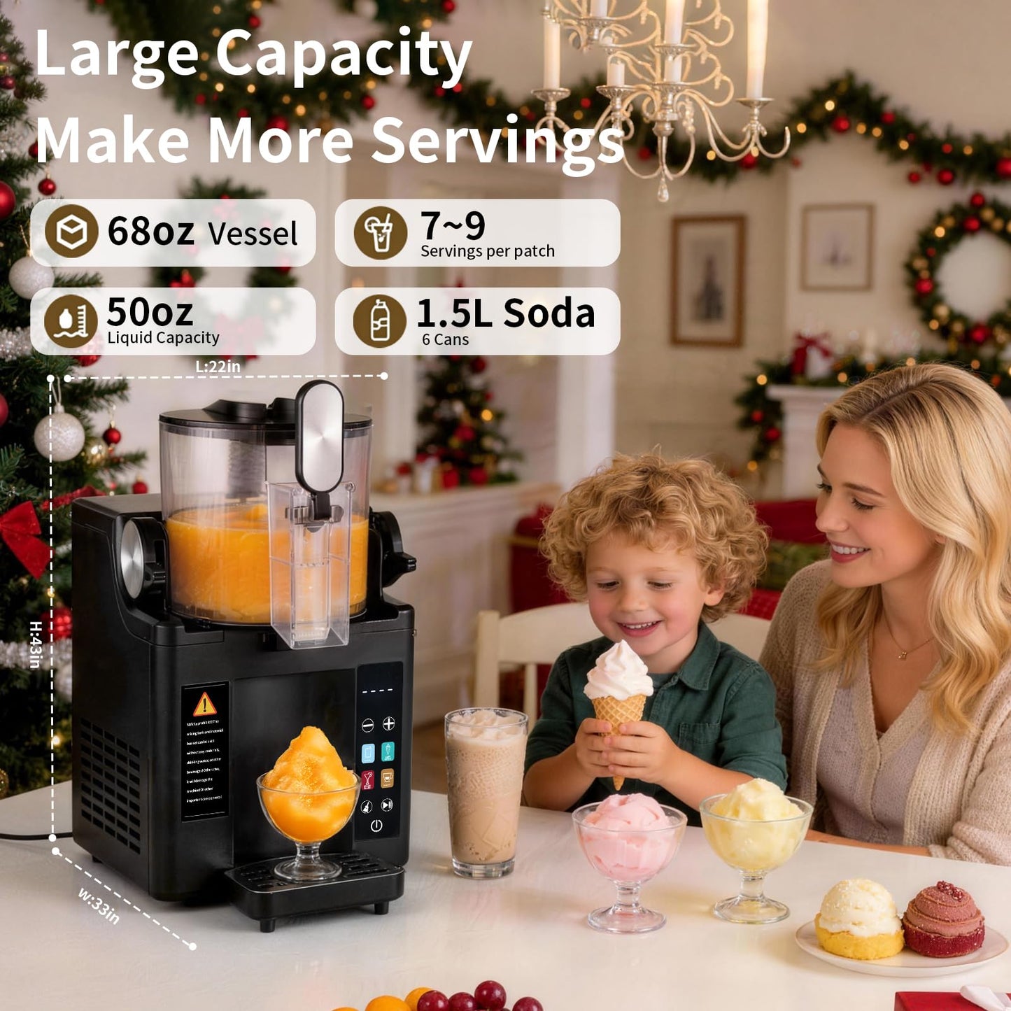 Slushie Machine& Soft Serve Ice Cream Maker, Slushie Machine for Home,Frozen Drink Machine, No Ice Needed, Self Cleaning Slushy Machine, Perfect for Milkshake, Frozen Margaritas, Cocktail and More