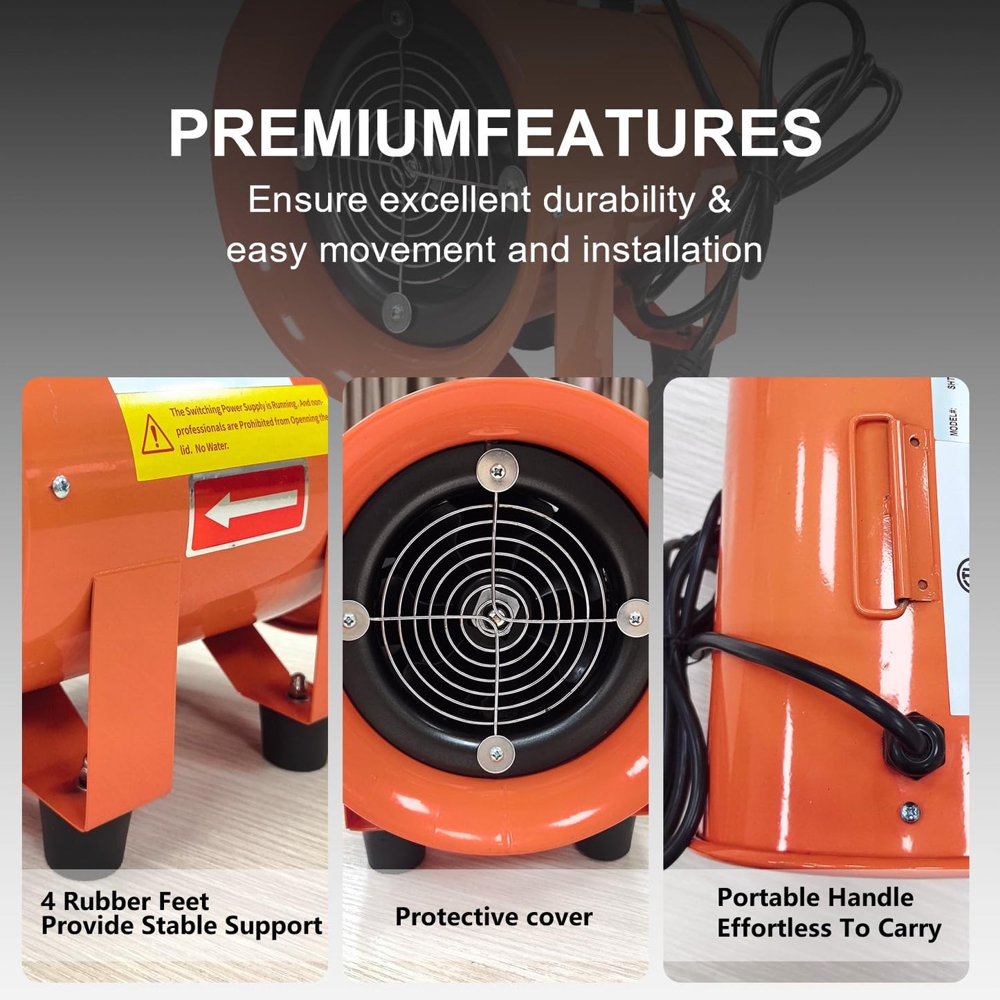 Hakazeni 6" Portable Multi-Purpose Blower,35W High-Velocity Axial Flow Exhaust Fan with EC Motor, Adjustable Airflow to 437CFM, Comes with 12" Duct Hose, Perfect for Home Ventilation and Exhaust.