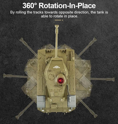 RC Tank Military Truck Vehicles RC Car 2.4Ghz Radio Controlled Military Battle Tank Toy 270°Rotational Realistic Sounds Electronics Hobby Toys for Kids Boys (Green)