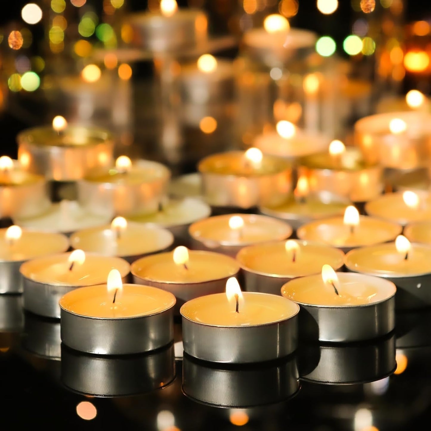 ViMe Light Up Your Home with Decorative Tea Candles Create a Warm Glow Cozy Atmosphere Charming Candlelight Add a Touch of Warmth Pack of 50 Tea Candles