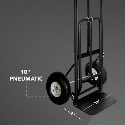 Olympia Tools 800 Lb Sack Hand Truck with Folding Nose, D Handle and 10" Pneumatic Wheels for Home and Office Use