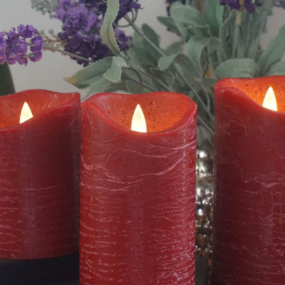 Real Wax Battery Operated Flameless Pillar Candle with Remote and Cycling Timer Realistic Flickering Electric Tall LED Light for Wedding Dinner Party Christmas Centerpiece Fireplace Decor 3 Pack Brown