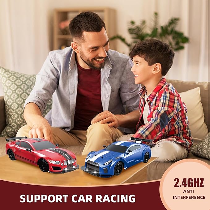 RC Drift Car Drifting RC Car 1/16 2.4GHz 4WD Remote Control Cars Rechargeable Drifting Cars 18KM/H+ High Speed RC Racing Vehicle with Spray Cool Lights Toy Car for Kids Boys