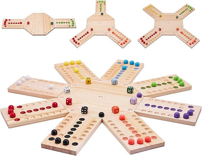 Magnetic Marbles Board Game 2-8 Players Wooden Board Game Set with 32 Marbles &amp 16 Dice Portable Marble Game for Family and Friends Game Night Gatherings