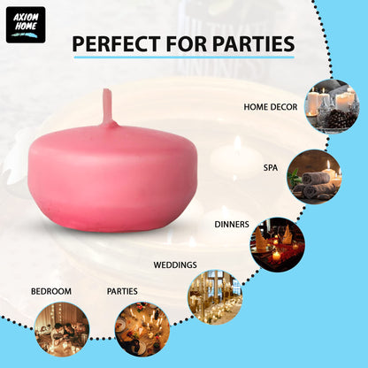 Axiom - Pink Floating Candles for centerpieces -2" Dripless and Smokeless Floating Candles with 5 Hours Burning Time for Wedding, Pool, Parties, Home Decor