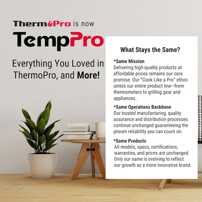 TempPro Wireless Indoor Outdoor Thermometer - 500FT Range Temperature Monitor for Home & Greenhouse