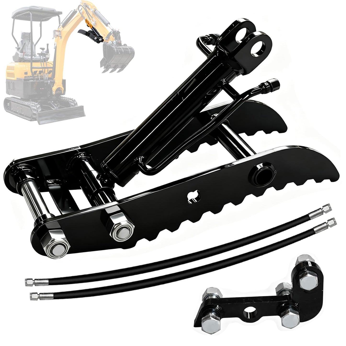 DANWIWEE Hydraulic Thumb Clip for Mini Excavators, with 2*M14 Hoses and Screws, Small Digger Attachments fit Most of up to 2 tons