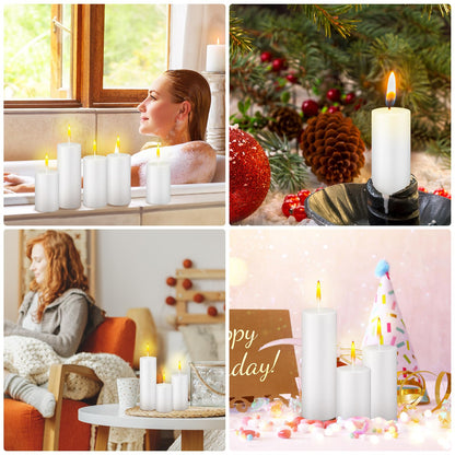 MTLEE 36 Pcs Pillar Candles Bulk Unscented Candle Set 38 Hour Long Burning Dripless for Dinner Emergency Wedding Spa Party(3 Sizes,White)