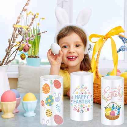 ONEIHOMM 3 Pcs Easter Flameless Candles,Battery Operated Candle, Rabbit Egg Design with Timer Remote, Happy Easter Day Gift for Bedroom Living Room Decor Farmhouse