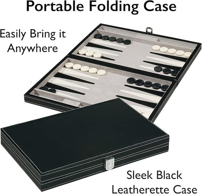 Mainstreet Classics by GLD Products 15-Inch Backgammon Board Game Set Black/White55-0619