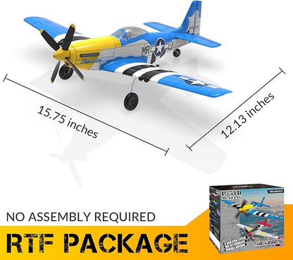 VOLANTEXRC RC Plane 4 Channel P51D Mustang Remote Control Airplane Fighter RTF with 6-Axis Gyro 3 Modes Easy to Fly 2.4GHz Radio Controlled Aircraft for Beginners &amp Adults (Blue)