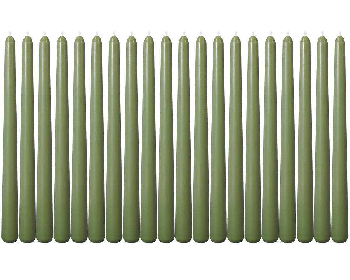 Viyffo Taper Candles, 10 Inch, 20 Pack, Olive Glow – Unscented, Dripless & Smokeless Design, Up to 8 Hour Burn – Long Tall Taper Candlesticks for Wedding, Dinner & Home Decor