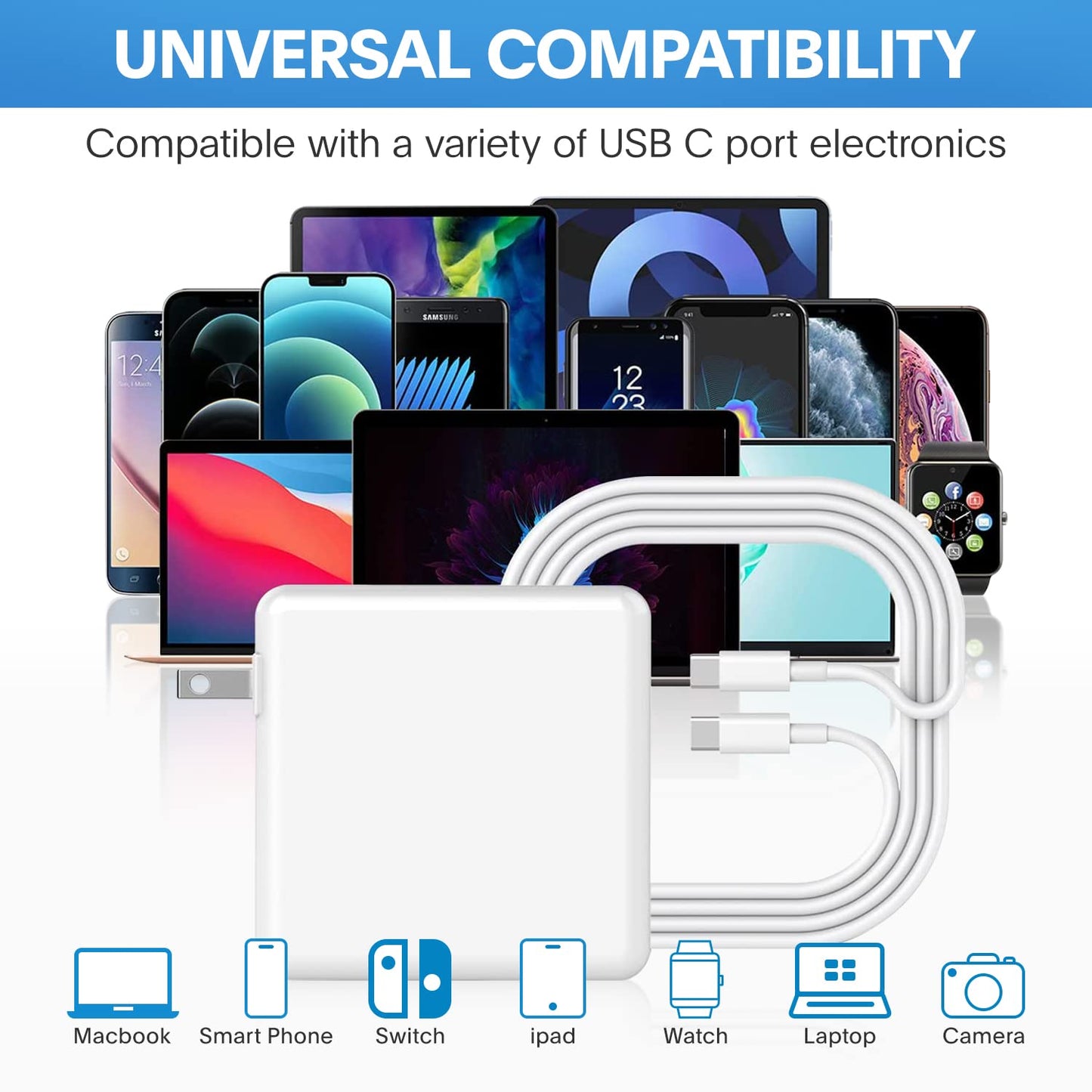 Mac Book Pro Charger - 118W USB C Charger Fast Charger Compatible with MacBook pro/Air, M1 M2 M3 M4, ipad Pro, Samsung Galaxy and All USB C Device, Include Charge Cable