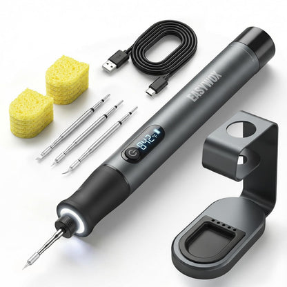 Electric Wire Stripping Machine & Cordless Soldering Iron Kit, 0.06"-0.67" Cable Stripper with 6 Channels 5 Blades & 35W All-Copper Motor, Rechargeable Soldering Pen 7S Fast Heating with LED Light & 3