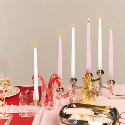 10-Inch Pink and White Taper Candles|24Pack Unscented, Smokeless,Hand-Poured CandleSticks,Perfect for Valentine’s Day, Weddings, Parties, Shabbat, Baby Shower, Birthday,Girls' Night,Home Décor