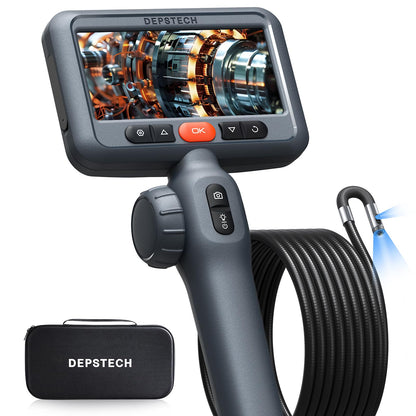 DEPSTECH 10FT Articulating Endoscope Camera with Light: Dual Lens Two-Way Articulated Industrial Borescope with 4.5" Screen and Snake Cable, Inspection Camera Automotive Tool for Wall, Pipe, Mechanic