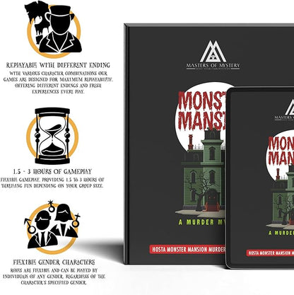 Masters of Mystery Monster Mansion Murder Mystery Dinner Party Game – Spooky Haunted Whodunnit Party Game for Adults – 4–20 Players
