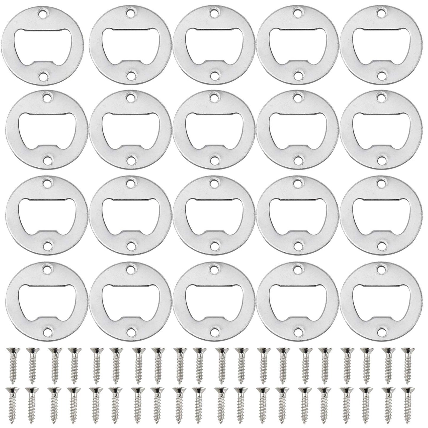 Homend 100Pack Wall Mount Bottle Openers, Mounting Hardware Included, Vintage Rustic Bar(Wood Block is not Included) (Silver)