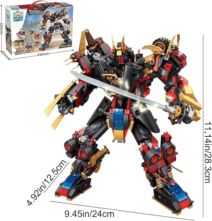 QLT QIAOLETONG 12 in 1 Transforming Mecha Robot Building SetMech Model Building Kit 542 PCS Compatible with Lego Ninja Mech Warrior Cool Robots Toys Gift for Adults