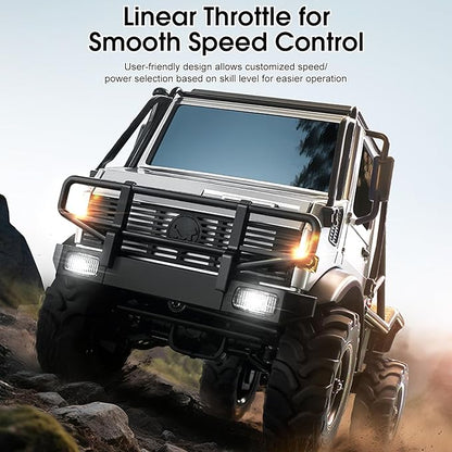 RC Truck 1/18 RC Semi-Trucks MN-333 Unimog Off-Road Rock Crawler 4WD Remove Control Truck RTR Transport Car Alloy Model for Modification Enthusiasts Gifts (Silver)