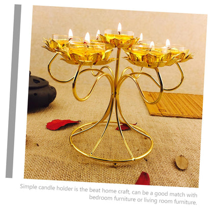 IDEANATEGRATE Golden Alloy Lotus Shape Metal Tealight Candle Holder, Heat-Resistant and Not Easy to Break, for Bedroom and Living Room Furniture Decoration